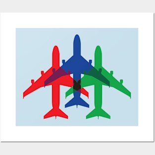 Three Colorful Airplanes Design Posters and Art